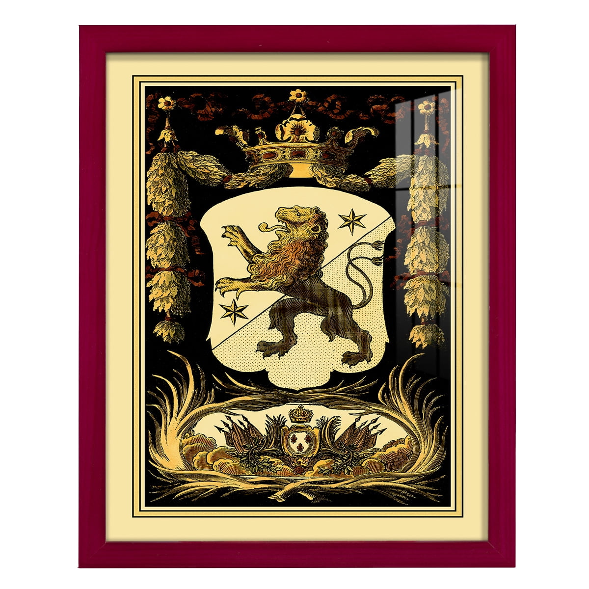 Family Crest III -Framed Print w/glass-Cherry Red