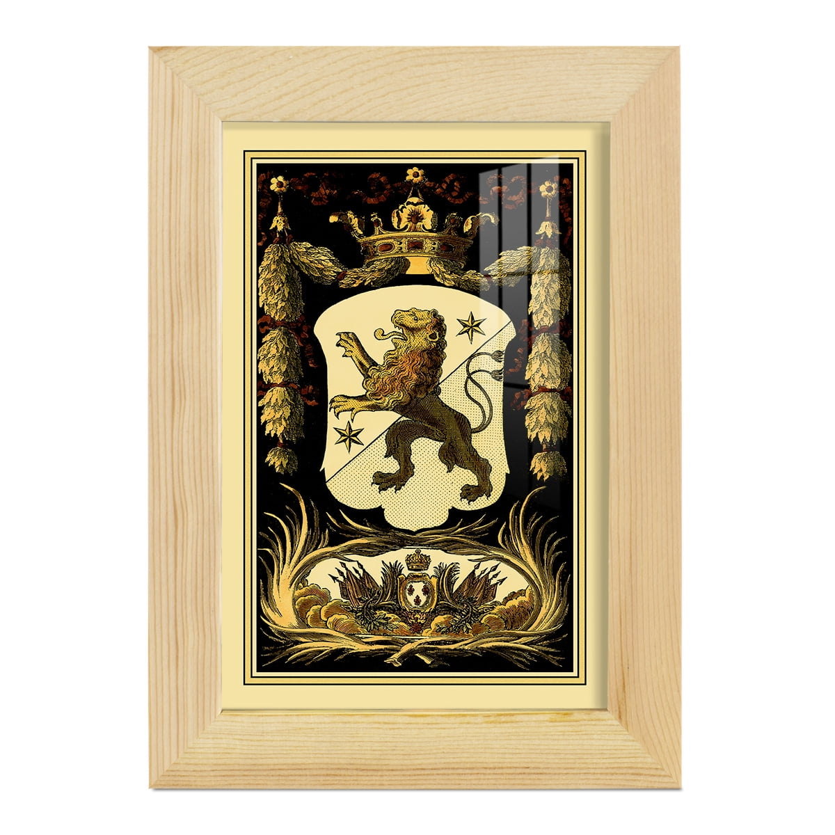 Family Crest III -Framed Print w/glass-Natural Wood