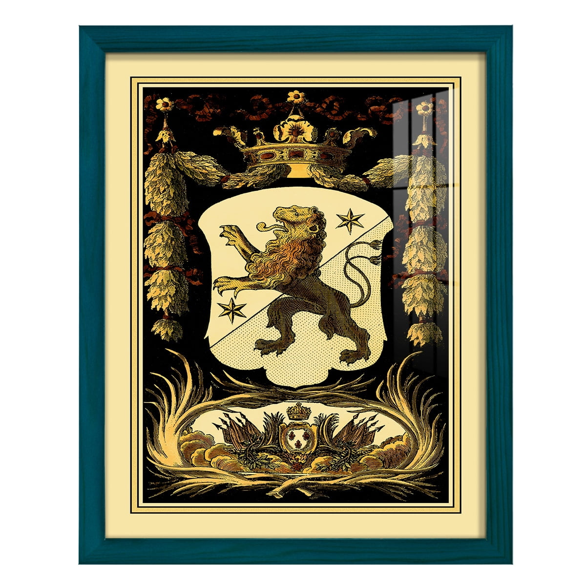 Family Crest III -Framed Print w/glass-Ocean Blue