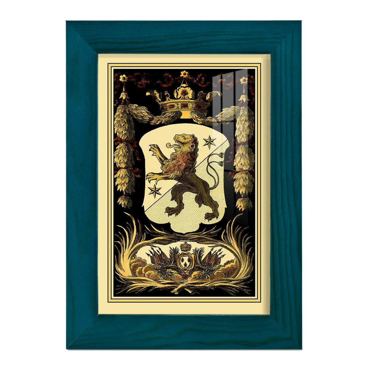 Family Crest III -Framed Print w/glass-Ocean Blue