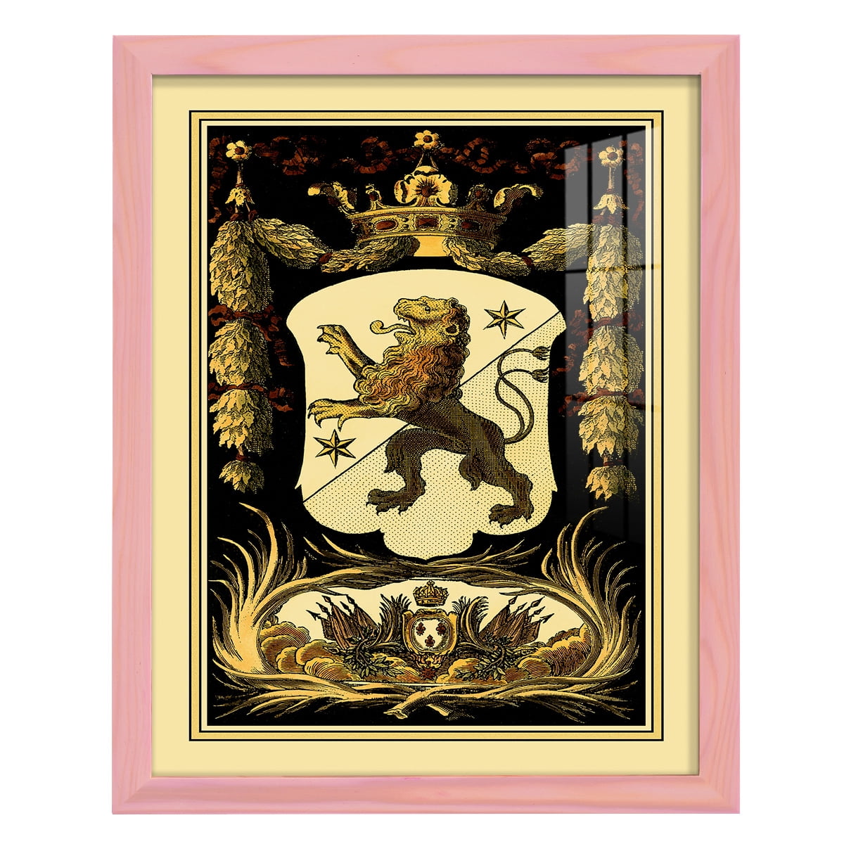 Family Crest III -Framed Print w/glass-Sunset Pink