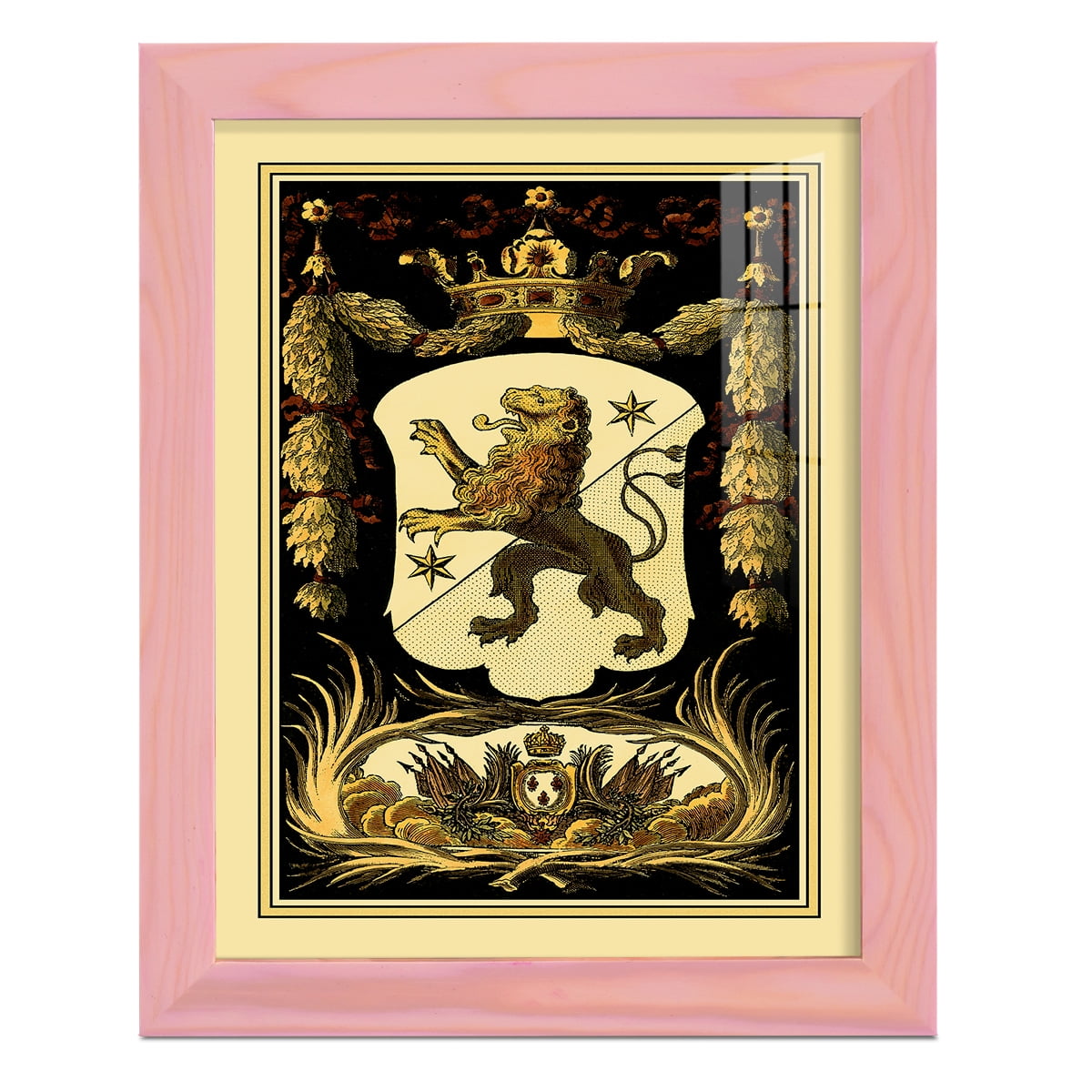 Family Crest III -Framed Print w/glass-Sunset Pink
