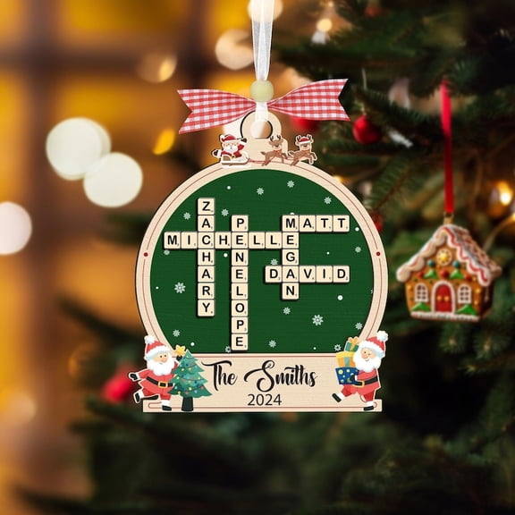 Family Crossword Christmas Ornament, Family Names Puzzle, Custom Scrabble Ornament, Family Keepsake, Christmas Gift, Xmas Gift