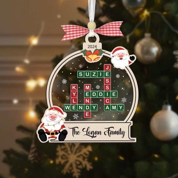 Family Crossword Ornament – Personalized Scrabble Family Names Puzzle Ornament, Custom Family Christmas Ornament 2025 & Unique Holiday Gift