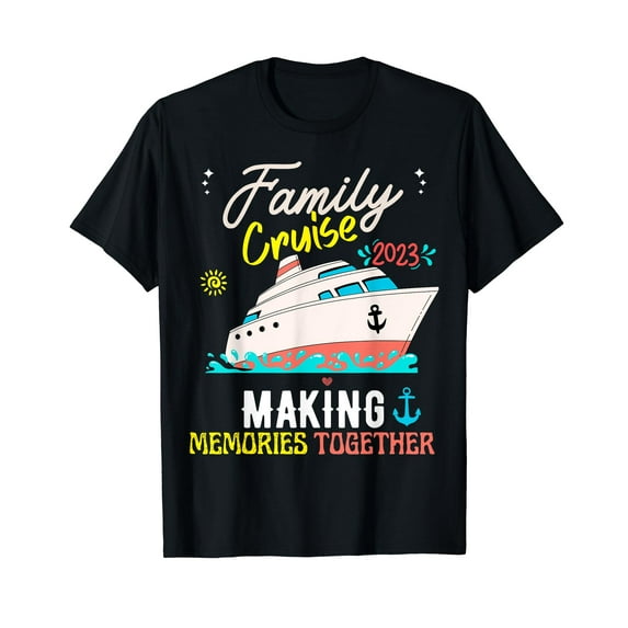 Family Cruise 2023 Making Memories Summer Matching Vacation Casual Cotton T-Shirt Black Tee