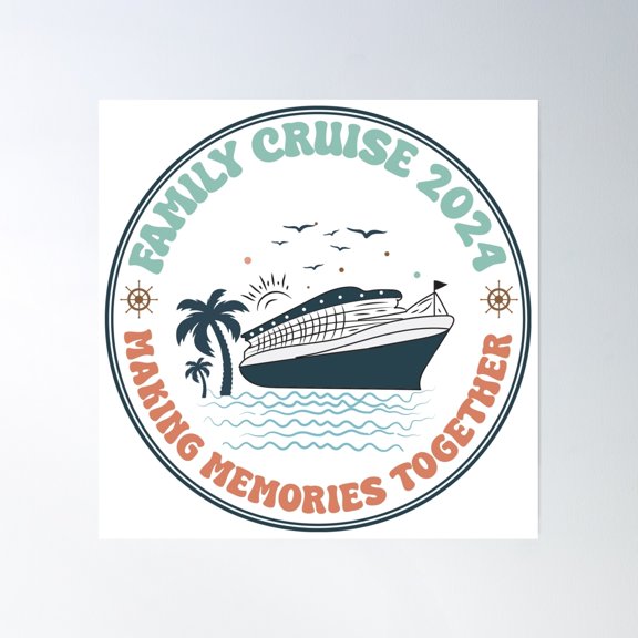 Family Cruise 2024 – Making Memories Together Poster Wall Art, Modern Wall Decor, 8x12 UNFRAMED