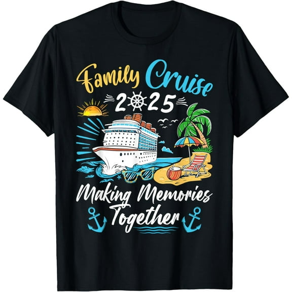 Family Cruise 2025 Family Matching Cruise Vacation Party T-ShirtMen and women, Black T-shirt, size: Extra large