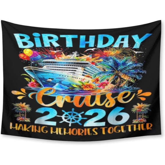 Family Cruise 2026 Making Memories for A Lifetime in Cruise Polyester Decorative Tapestry for Living Room Bedroom Dorm,Vivid Colors and Soft Fabric 30x40 Inch