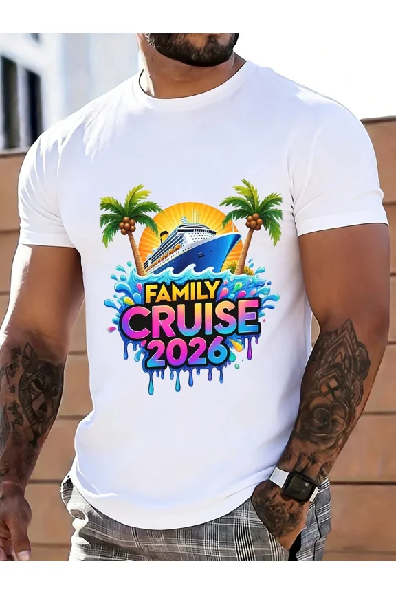 Family Cruise 2026 Tropical Vacation Shirt Summer Holiday Cruise T-Shirt Beach Party Wear For Men And Women Fun Travel Souvenir Gift Idea