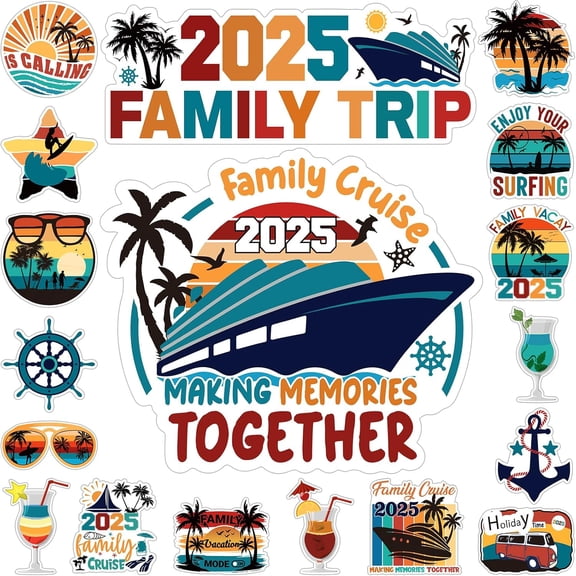 Family Cruise Door Decorations Magnetic 2025 Family Cruise Ship Door Magnets Funny Family Vacation Cruise Magnetic Stickers Decals for Car Fridge Refrigerator Family Carnival Cruise Ship