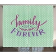 thumbnail image 1 of Ambesonne Retro Curtains 2 Panel Set, Polka Dots Family Words, 108" x 84", Purple Violet Mint Green, 1 of 3