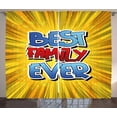 thumbnail image 1 of Ambesonne Cartoon Curtains 2 Panel Set, Best Family Ever Words, 108" x 63", Blue Red Yellow, 1 of 3