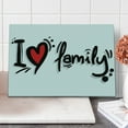 thumbnail image 1 of Family Cutting Board, I Heart Family Writing Pictogram Style Art with Dots Happiness, Decorative Tempered Glass Cutting and Serving Board, Large Size, Black Red White, by Ambesonne, 1 of 5