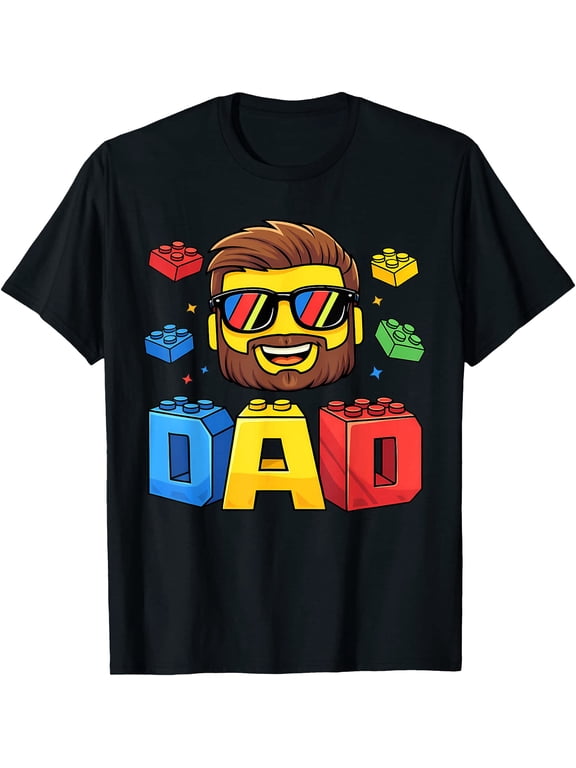 Family Dad Master Builder Building Bricks Blocks Fathers Day T-Shirt