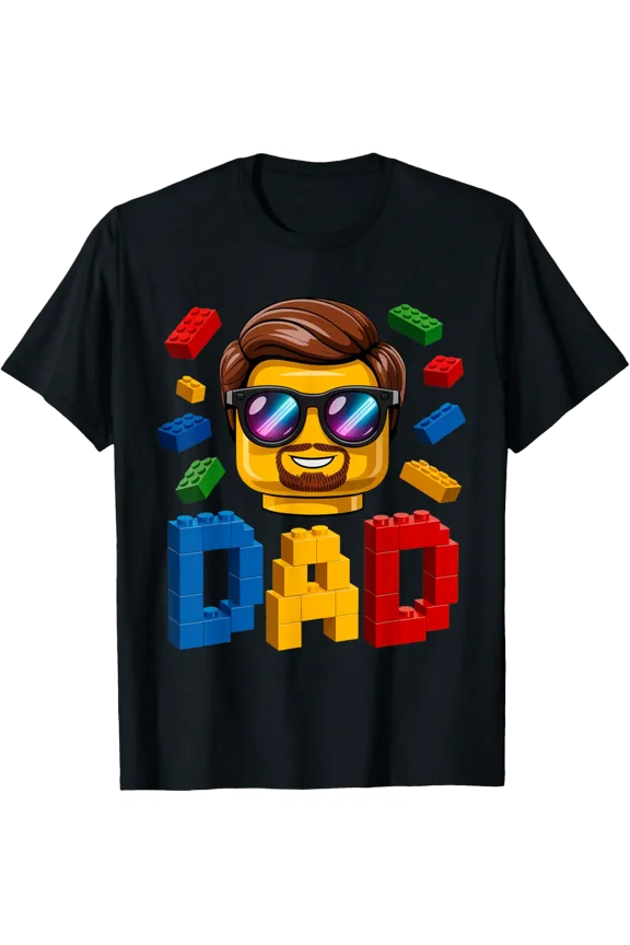 Family Dad Master Builder Building Bricks Blocks T-Shirt