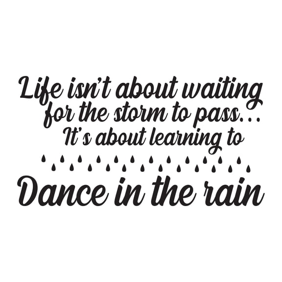 Family Dance In The Rain Uplifting Quote Wall Decal Decoration Life Isnt About Waiting For Storm to Pass Raindrops Design Lasts Years and Easily Removable - Size: 20 In(W) x 10 In(H)