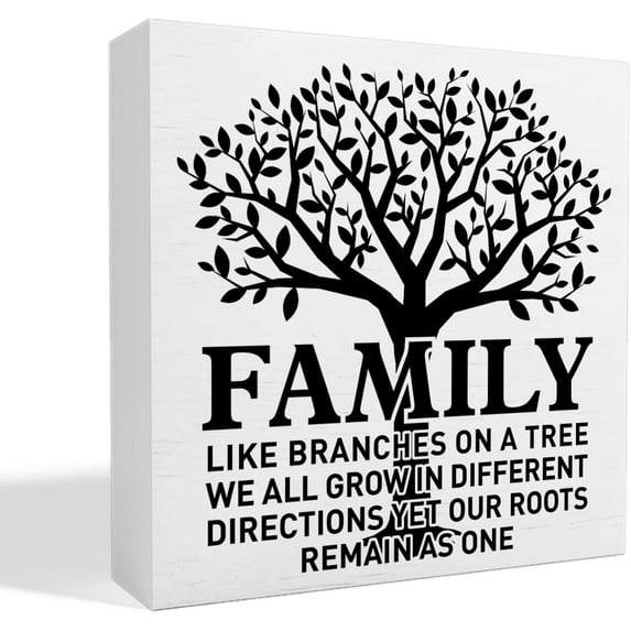 Family Decor Wooden Box Sign Family Home Kitchen Table Decoration for Living Room Bedroom Decor, Gifts for Dad Mom Home, Family Like Branches on A Tree