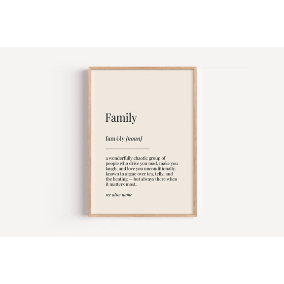 Family Definition Dictionary Typography Wall Art Decor Unframed Paper Print