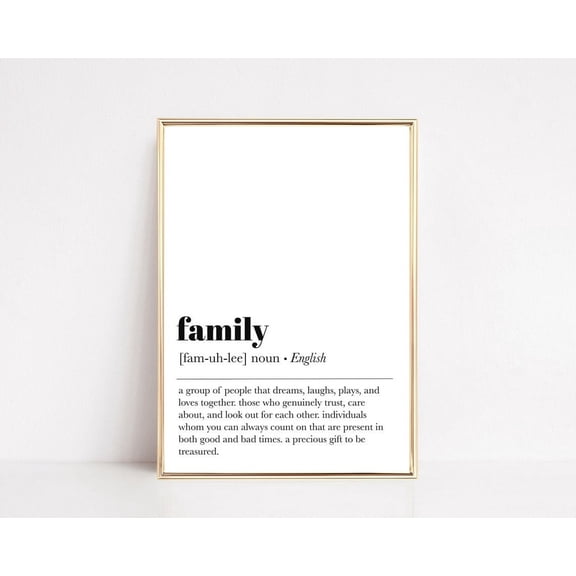 Family Definition Illustration Minimalist Living Room Wall Art, Unframed Canvas Size 24x36