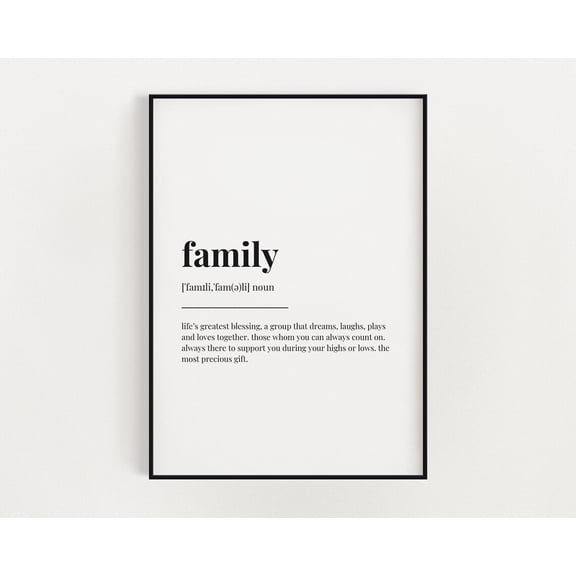 Family Definition Meaning, Wall Art, Home Décor, Print Home Decor #3083, Unframed Poster Size 12x18