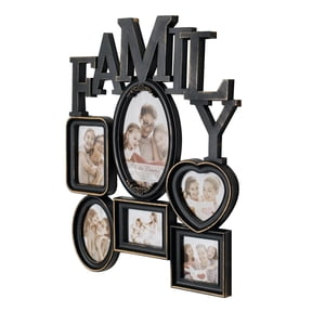 Family Distressed Black & Gold Decorative Photo Collage Picture Frame - 19.5" x 15.5"