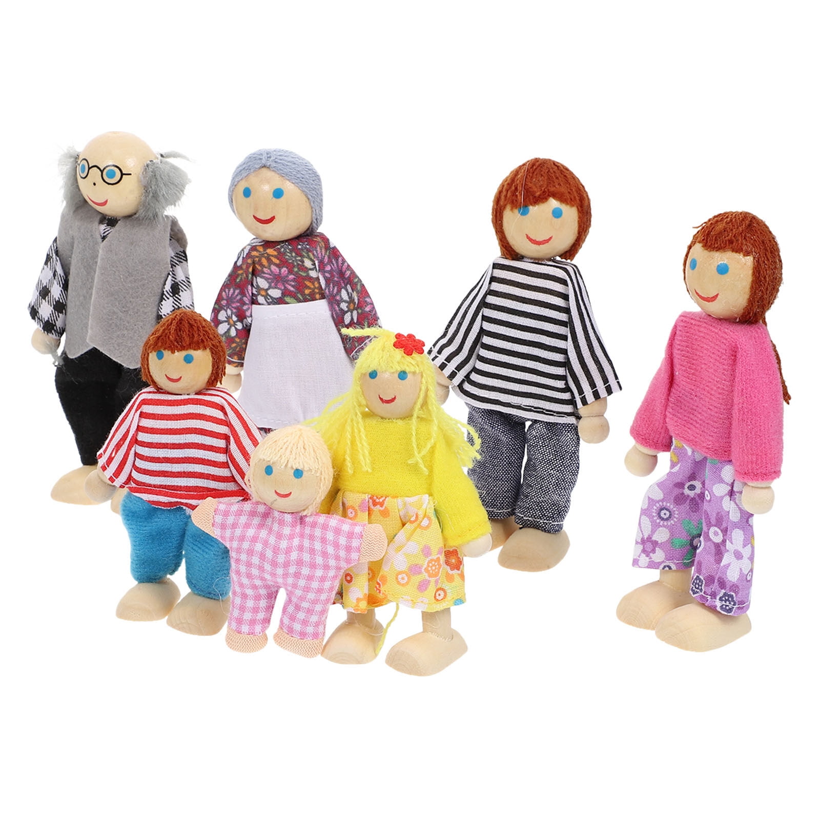 Family Doll Role Play Toy Children Mini House Decor Wooden Dollhouse