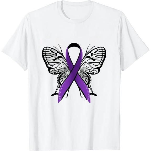 Family Domestic Violence Awareness Purple Ribbon Butterfly T-Shirt