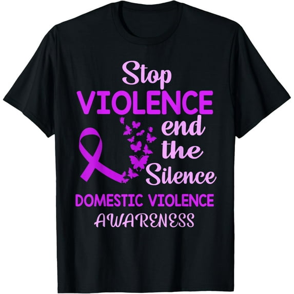 Family Domestic Violence Awareness Purple Ribbon T-Shirt