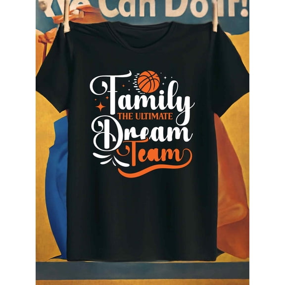 Family Dream Team for men Exercise 180G 100% Cotton black Dumbbell gym Vintage Unisex Shirt Crewneck tshirts Basic Unisex Shirt Cotton tshirts Vintage Unisex Shirt Printed tshirts