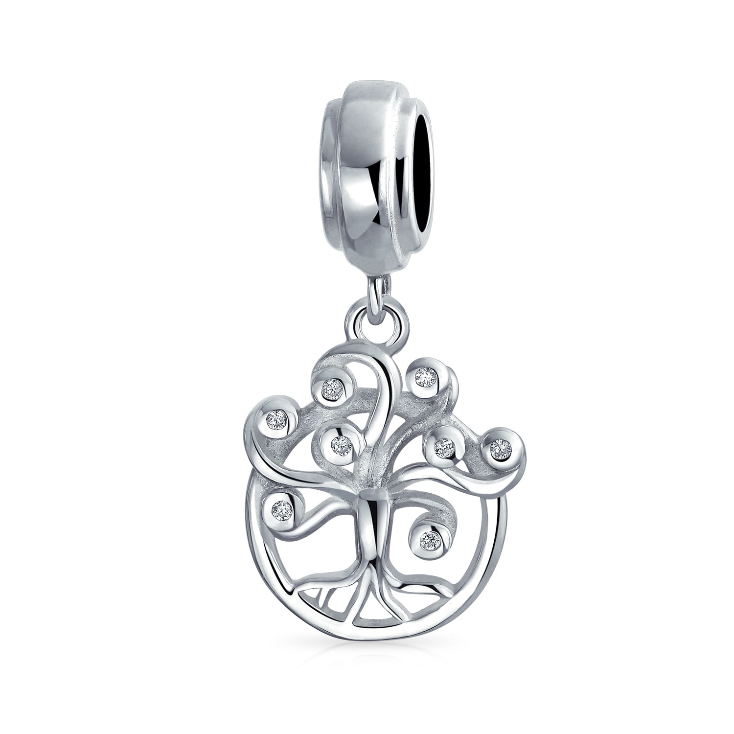 Family Circle Wishing Tree of Life Bead Charm .925 Sterling Silver