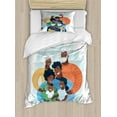thumbnail image 1 of Family Duvet Cover Set, Cartoon Illustration of Happy Cozy Scene Parents and Grandparents, Decorative 2 Piece Bedding Set with 1 Pillow Shams, Twin Size, Pale Blue and Multicolor, by Ambesonne, 1 of 3