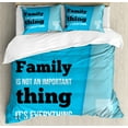 thumbnail image 1 of Family Duvet Cover Set, Family is Everything in Writing Marks Inspirational Phrase Modern Design, Decorative 3 Piece Bedding Set with 2 Pillow Shams, King Size, Turquoise Blue Black, by Ambesonne, 1 of 3