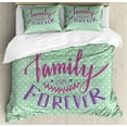 thumbnail image 1 of Family Duvet Cover Set King Size, Classical Polka Dots Background Creative Lettering Quote about Family, Decorative 3 Piece Bedding Set with 2 Pillow Shams, Purple Violet Mint Green, by Ambesonne, 1 of 3