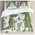 thumbnail image 1 of Family Duvet Cover Set King Size, I Love My Family Theme Cute Hand Drawn Alligators Natural Background Fun Graphic, Decorative 3 Piece Bedding Set with 2 Pillow Shams, Multicolor, by Ambesonne, 1 of 3
