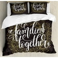 thumbnail image 1 of Family Duvet Cover Set Queen Size, Families Together Words on a Floral Wreath on Dark Background, Decorative 3 Piece Bedding Set with 2 Pillow Shams, Charcoal Grey and Army Green, by Ambesonne, 1 of 3