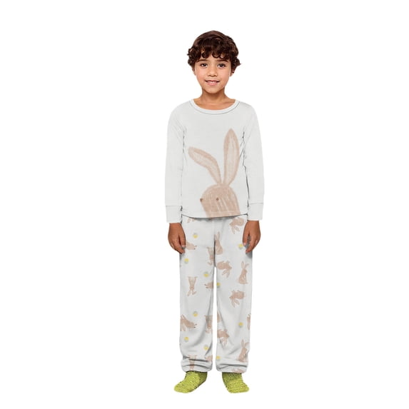 Family Easter Pajama Set Long Sleeve Top Pants Breathable Comfortable Fabric Bunny Egg Print Loungewear Perfect For Spring Celebrations And Family Bonding