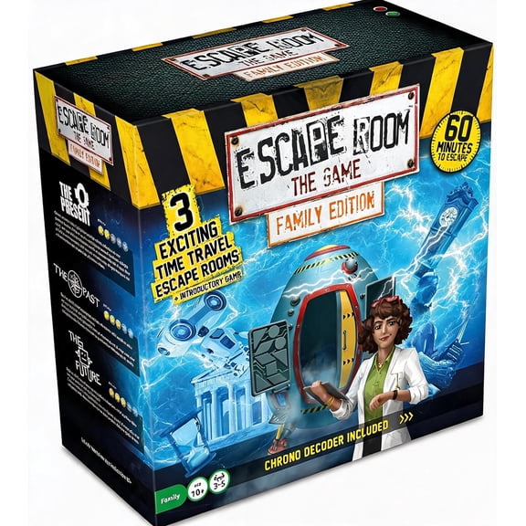 Family Edition Time Travel Board Game with 3 Mystery Escape Challenges