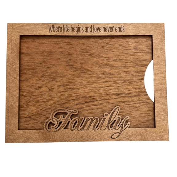 Family Engraved Wood Picture Frame 5x7, Rustic Farmhouse 5x7 Photo Frame with Stand, Wall Mount and Acrylic Cover Home Decor Gift