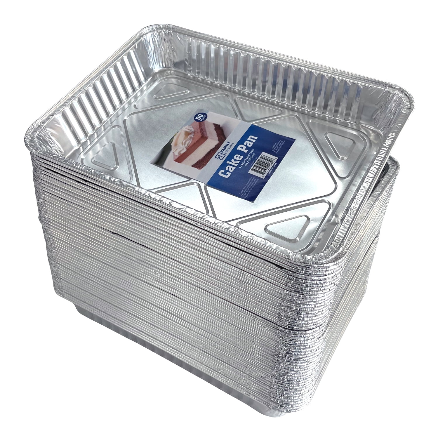 Family Essentials 13"x9" Aluminum Foil Cake Pans, 50 Count
