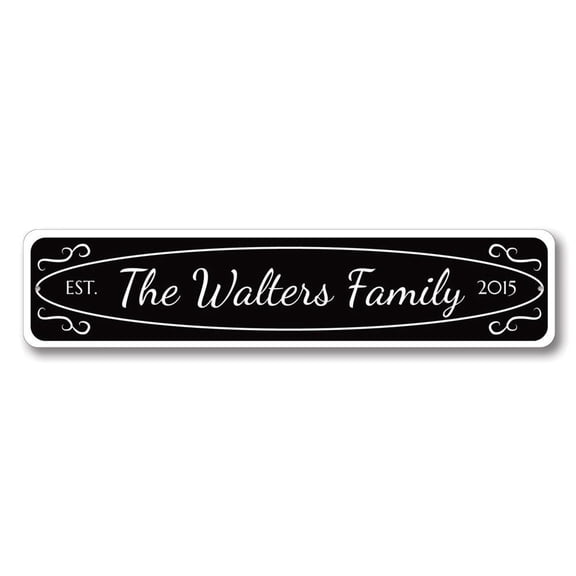 Family Established Date Aluminum Metal Decor Sign - 4x18 inches