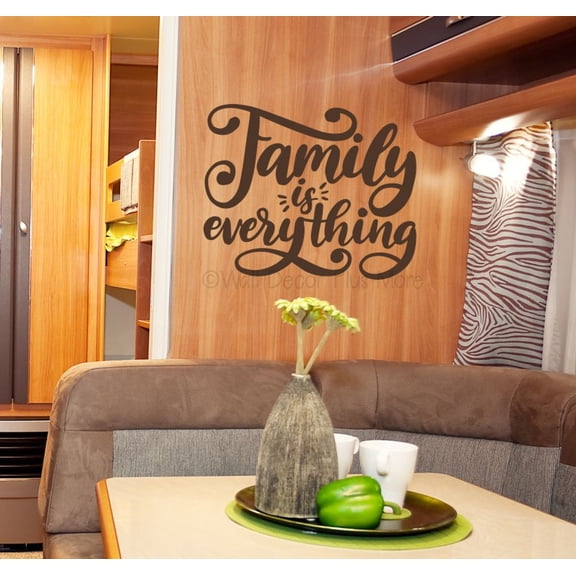 Family Is Everything Vinyl Wall Art - Family Quote Decals for Wall - Inspirational Vinyl Decals - Living Room Wall Stickers - Vinyl Wall Decal Sayings for Wall Decor, 23x19-Inch, ChocolateBrown