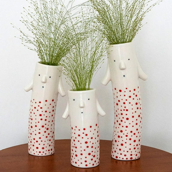 Family Face Vases Set of 3 - Cute Handmade Ceramic Bud Vases for Pretty Flowers - Unique Modern Decor - Aesthetic Small Flower Holders for Home Elegance