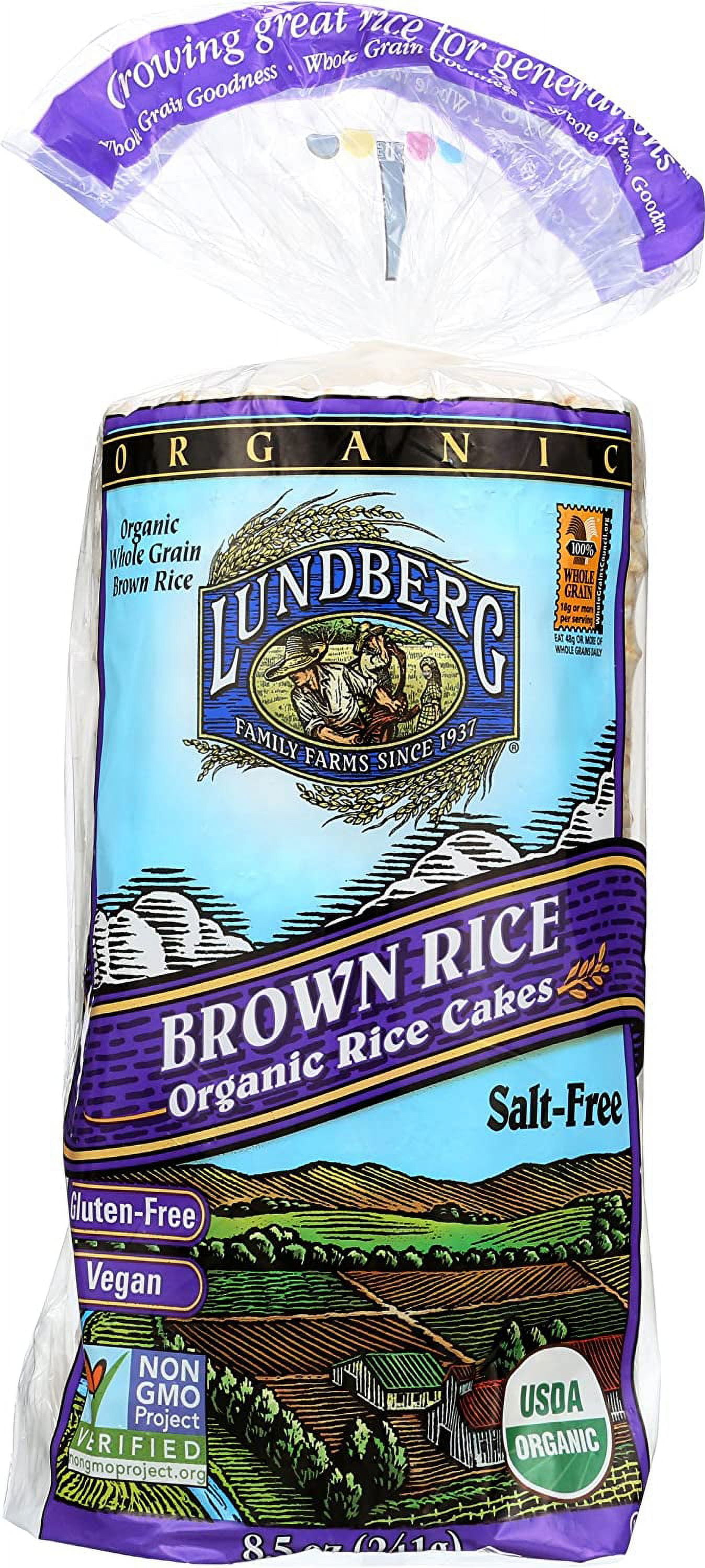 Family Farms Organic Brown Rice Cakes, SaltFree, 8.5 Ounce (Pack of 12