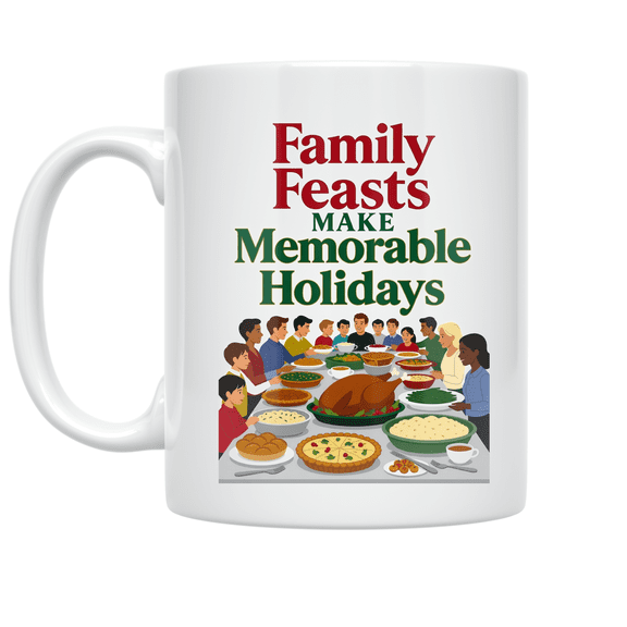 Family Feasts Make Memorable Holidays - Family Tradition Enthusiast - 11 oz Ceramic Coffee Mug