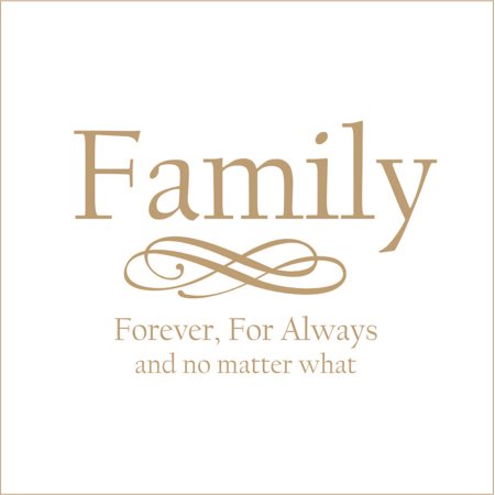 Family, Forever, For Always and No Matter What Vinyl Quote - Large - Latte