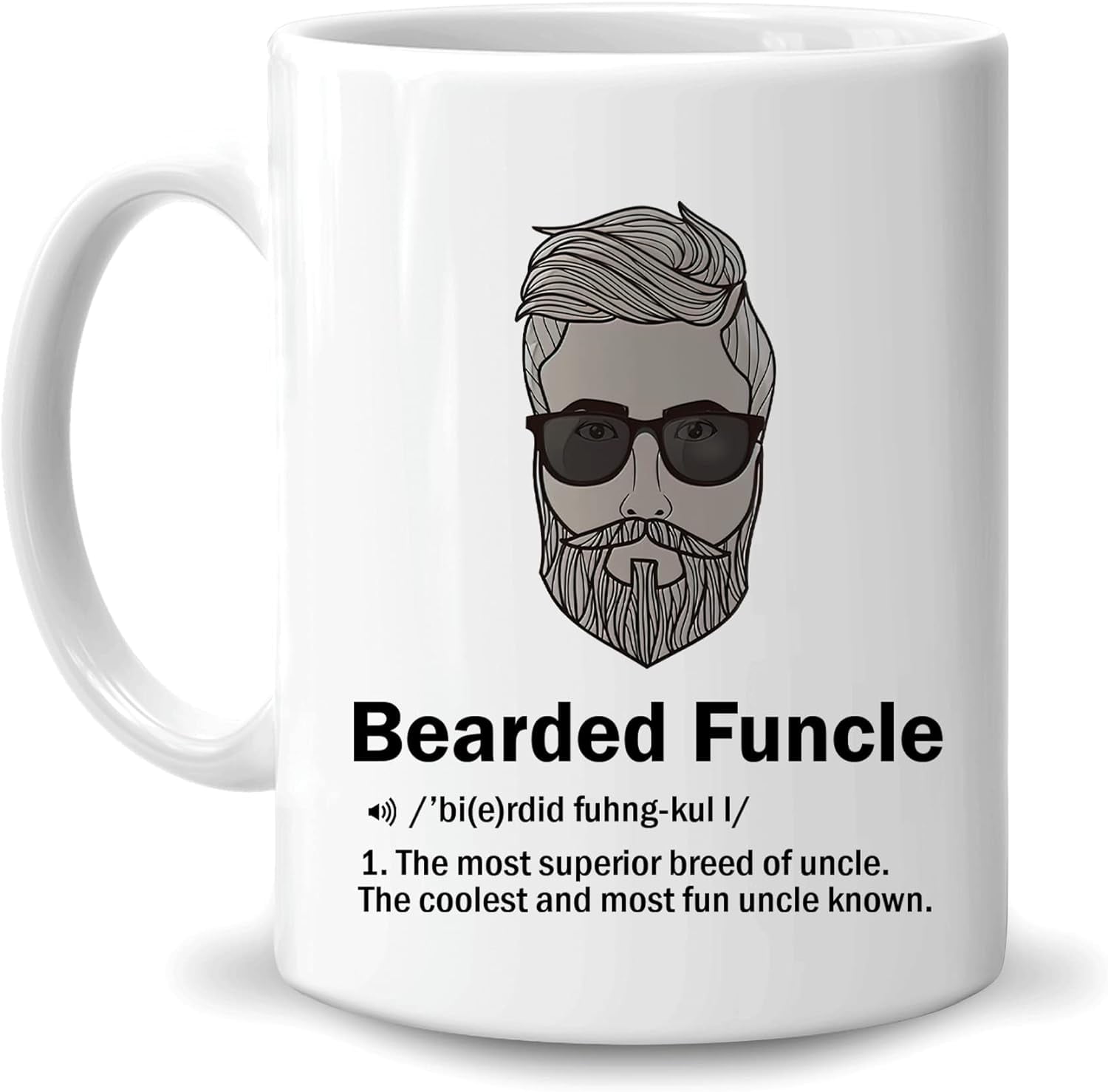 Family Funny Uncle Gifts for Uncle From Niece Nephew - Birthday Christmas Father's Day - Bearded Uncle Definition 11oz White Ceramic Coffee Tea Mug for Beard Lover Men Brother Him Sibling