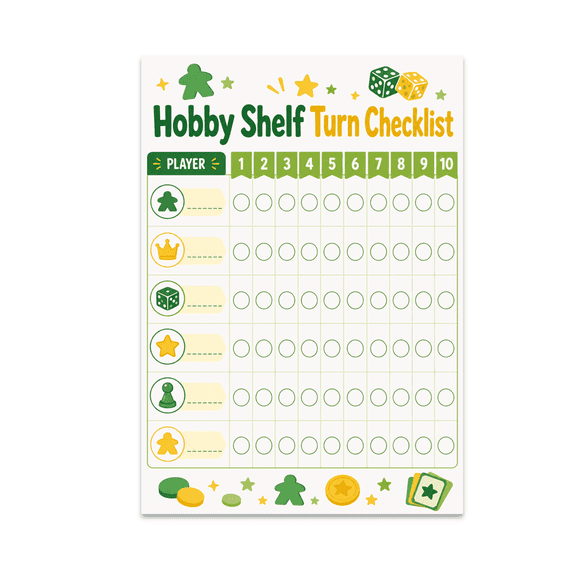 Family Game Tracker - Hobby Shelf Turn Checklist - 13x19 Poster Print