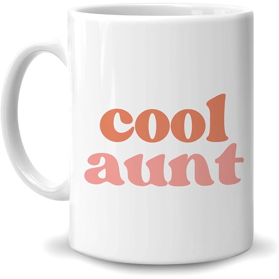 Family Gifts for Aunt from Niece Nephew - On Birthday Christmas Mother's Day Thanksgiving - Cool Aunt 11oz White Ceramic Coffee Tea Mug for Women Sister Sibling Her