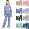 thumbnail image 1 of Toddler Baby Kids Winter Boys Girls Solid Color Pocket Long Sleeved Home Wear Clothes Suit, 1 of 6