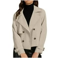thumbnail image 1 of Family Gifts Hoodies for Women Winter Fleece Sweatshirt - Full Zip Up Women's Casual Button Solid Color Pocket Long Sleeved T-shirt Top Jacket Khaki M, 1 of 7